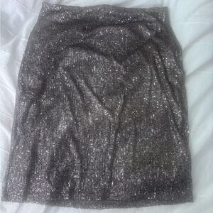 Adrianna Papell Sparkling Silver Midi Skirt